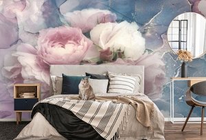 3D Фотообои «Розы за флюидным туманом».