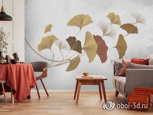 3D Фотообои «Золотистые зонтики на светлом».