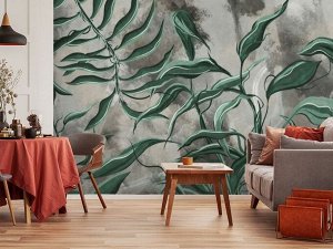 3D Фотообои «Зелёные переплетающиеся ветви».
