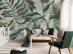 3D Фотообои «Зелёные переплетающиеся ветви».