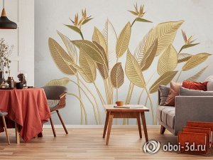 3D Фотообои «Золотые листья».