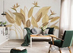 3D Фотообои «Золотые листья».