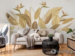 3D Фотообои «Золотые листья».