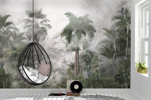 3D Фотообои «Пальмы свозь туман».
