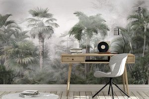 3D Фотообои «Пальмы свозь туман».