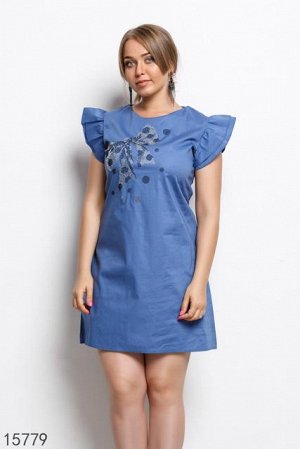 Женское платье 15779 синий принт бант