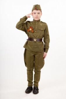 Костюм Солдат гимнастерка брюки пилотка ремень георгиевская лента размер 158-84 92511