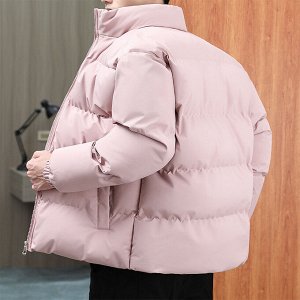 Теплая куртка на молнии, с воротником-стойкой, светло-розовый