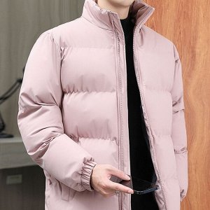Теплая куртка на молнии, с воротником-стойкой, светло-розовый