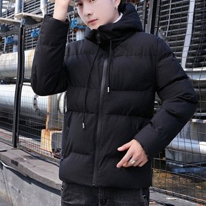 Мужская зимняя куртка с капюшоном, хлопковый наполнитель, черный