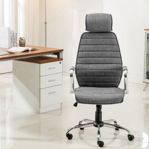 Кресло SINGLE (9341Grey/Wh) ткань/кожзам, серый/белый