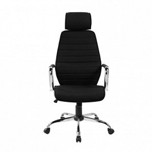 Кресло SINGLE (9341 Black/Bl) ткань/кожзам, черный/черный