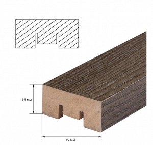 Рейка интерьерная МДФ 35 х16 х 2700 мм темный ясень