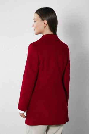 MiLtex Шерстяное Приталенное Пальто Пиджачного Типа, Красное. Арт. 455