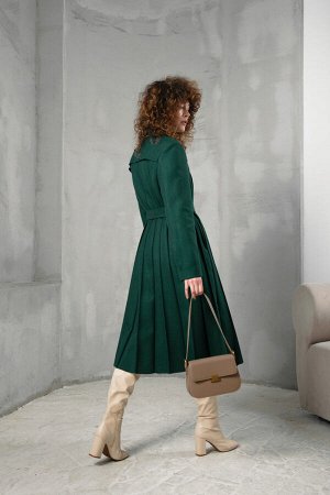 Шерстяное Пальто-Платье, Зеленого Цвета. Арт. 536