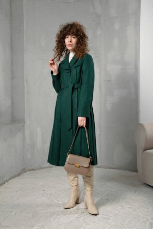 Шерстяное Пальто-Платье, Зеленого Цвета. Арт. 536