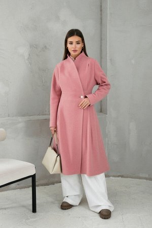 Шерстяное Пальто-Платье В Японском Стиле, Розовое. Арт. 457