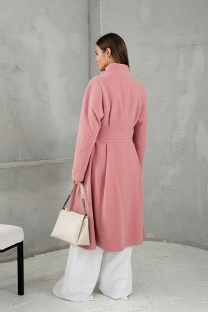 Шерстяное Пальто-Платье В Японском Стиле, Розовое. Арт. 457