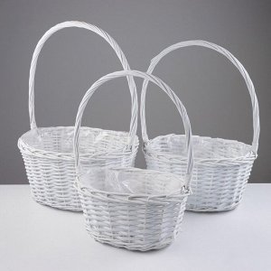 Набор корзин, 3 шт, 40x31x19/52 см, 33x25x17/47 см, 29x22x15/42 см, ива