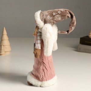 Кукла интерьерная "Ангелочек Марфуша в розовом вязанном платье с сердечком" 35 см