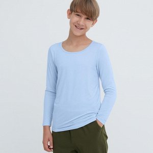 UNIQLO - лонгслив Heattech с U-образным вырезом - 60 LIGHT BLUE