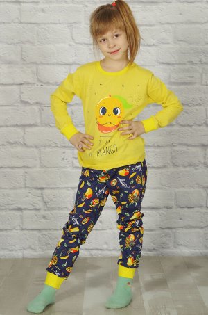 Пижама для девочки "Вкусный микс" (жёлтый/синий)