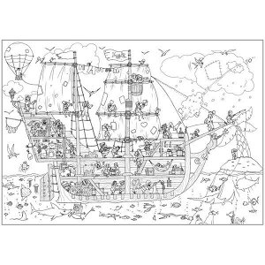 Раскраска-плакат "Пиратский корабль", А2