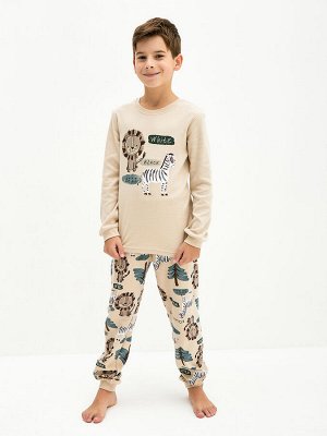 Пижама для мальчика, бежевый набивка сафари