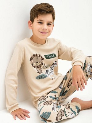 Пижама для мальчика, бежевый набивка Сафари