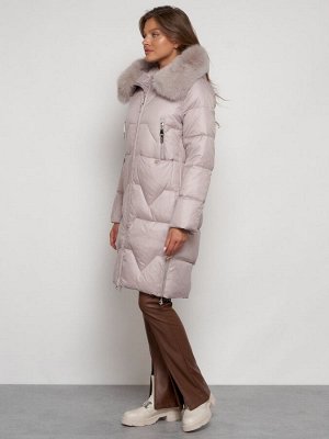 MTFORCE Пальто утепленное с капюшоном зимнее женское светло-коричневого 13305SK