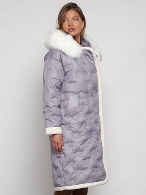 MTFORCE Пальто утепленное с капюшоном зимнее женское серого цвета 132290Sr