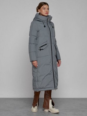 MTFORCE Пальто утепленное с капюшоном зимнее женское серого цвета 133159Sr