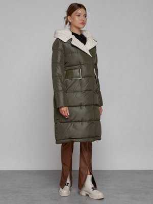 MTFORCE Пальто утепленное с капюшоном зимнее женское цвета хаки 1322367Kh