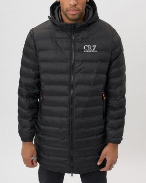 Куртка мужская демисезонная удлиненная черного цвета 7704Ch