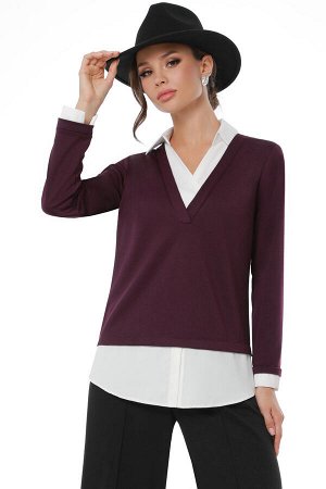 Блузка с рубашкой 2в1 фиолетового цвета