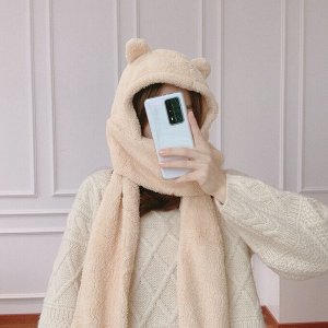 Шапка с ушками, плюшевая, женская, для девочки