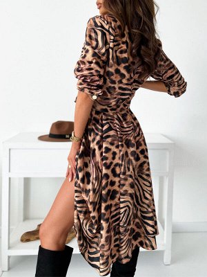 Платье-рубашка леопард и зебра 44-46-48-50р