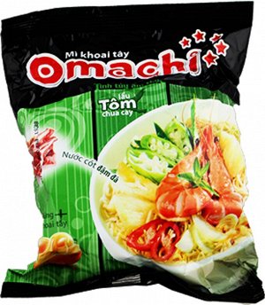 Пшеничная лапша Omachi быстрого приготовления со вкусом креветки 80 гр