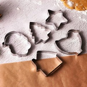 Формочки для печенья новогодние «Зимние приключения», набор 10 шт., нержавеющая сталь