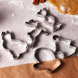 Формочки для печенья новогодние «Зимние приключения», набор 10 шт., нержавеющая сталь