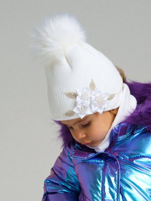 Комплект детский трикотажный для девочек: шапка, снуд