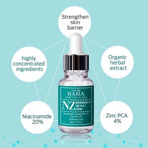 Укрепляющая сыворотка для сужения пор Cos De BAHA Niacinamide 20% Zinc 4% PCA