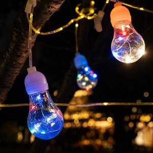 Гирлянда на солнечной батарее с пультом управления Solar Multicolor Lights / 10 лампочек, 6 м