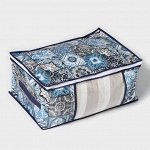 Кофр для хранения вещей Доляна «Мозаика», 45x30x20 см, цвет синий