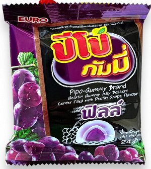 Мармелад жевательный Pipo Gummy Grape со вкусом винограда EuroFood, м/у 24г, 1/12/144