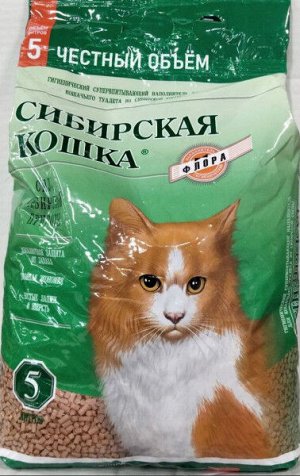 Наполнитель Сибирская Кошка Флора 5л древесный