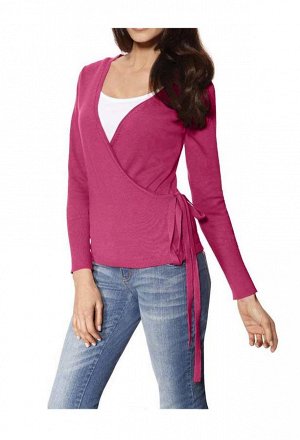 1к Heine - Best Connections  Пуловер, розовый  Модный пуловер красивого цвета - глубокий вырез и образ под запах. Длинные рукава с широкими манжетами резиночной вязкой. Подчеркивающий фигуру силуэт. Д