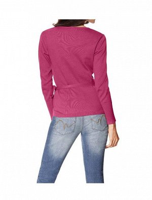 1к Heine - Best Connections  Пуловер, розовый  Модный пуловер красивого цвета - глубокий вырез и образ под запах. Длинные рукава с широкими манжетами резиночной вязкой. Подчеркивающий фигуру силуэт. Д