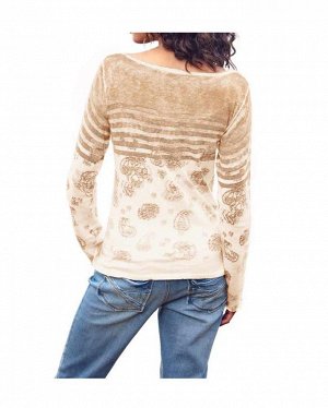 1к Heine - Best Connections  Пуловер, песочный  Непринужденный стиль гарантирован. Красивая основа с изысканными деталями. Модный пуловер с рисунком. Края резиночной вязкой. Рукава с манжетами роликом
