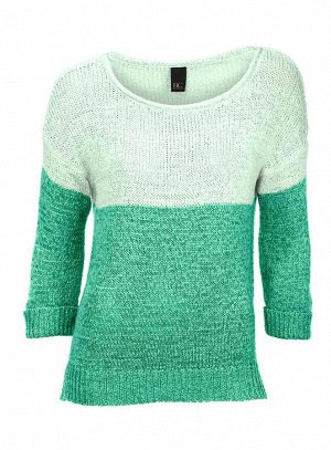 1к Heine - Best Connections  Пуловер, мятно-зеленый  Настоящий люкс. Гармоничные цвета и небрежность. Эффектный двухцветный пуловер с цветными блоками. Современная форма с рукавами 3/4 и отворотами. В